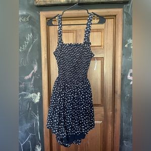 Smocked floral romper, open back